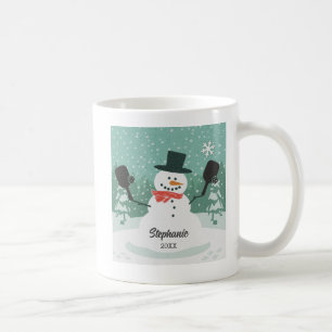Caneca De Café Engraçado Pickleball Natal Snowman Personalizado