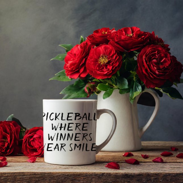 Caneca De Café Engraçado Pickleball onde vencedores Vestem sorris (Criador carregado)