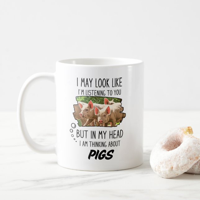 Caneca De Café Engraçado Pig Lover Mug (Com Donut)