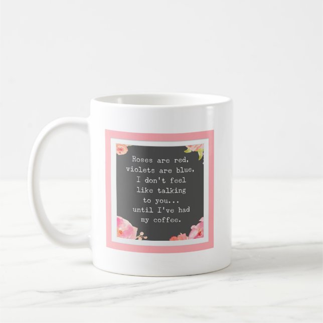 Caneca De Café Engraçado poema floral, rosas são vermelhos, viole (Esquerda)