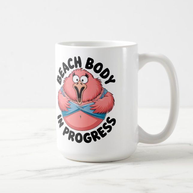 Caneca De Café Engraçado Praia Malhação Humor Flamingo (Direita)