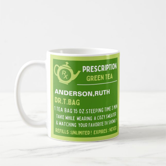 Caneca De Café Engraçado Prescrição Verde Chá (Esquerda)