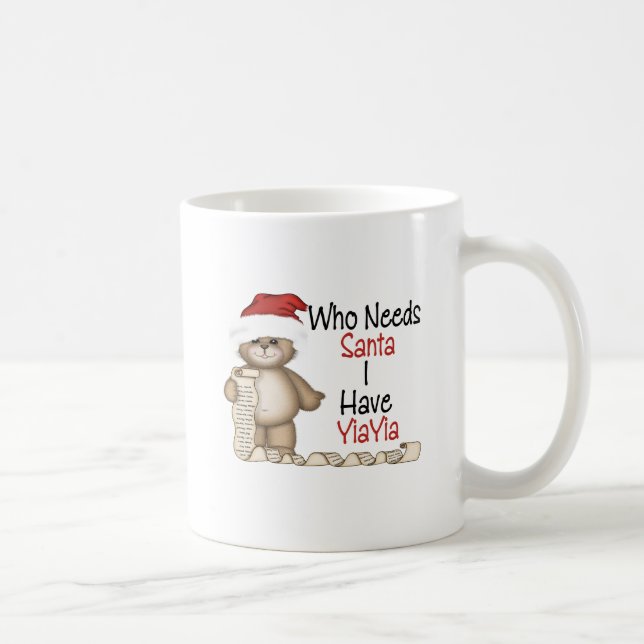 Caneca De Café Engraçado quem precisa o papai noel Yiayia (Direita)