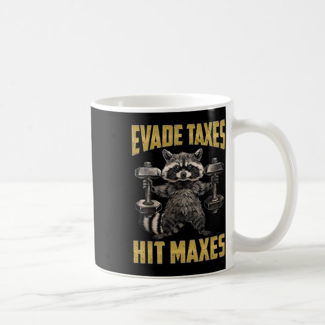 Caneca De Café Engraçado Raccoon Levantando Impostos De Evasão De (Direita)