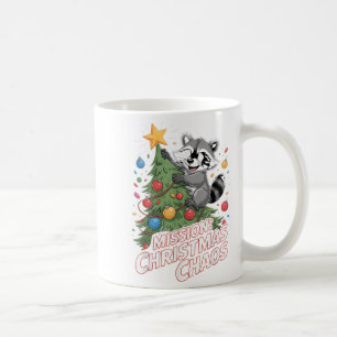 Caneca De Café Engraçado Raccoon no Natal Panda Xmas