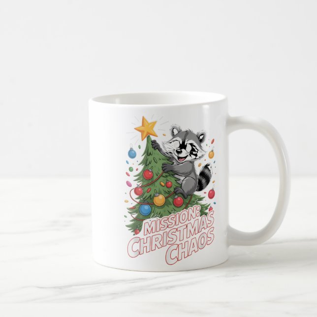 Caneca De Café Engraçado Raccoon no Natal Panda Xmas (Direita)