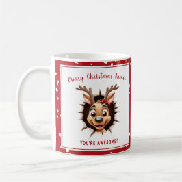 Caneca De Café Engraçado Reindeer Girl no Natal