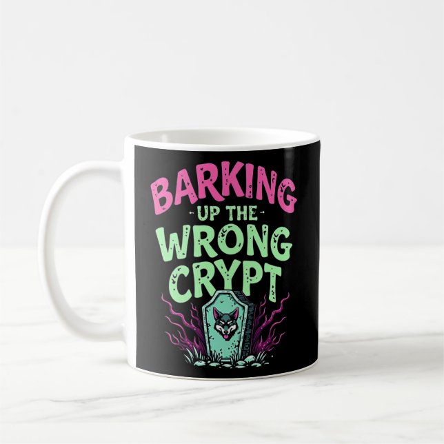 Caneca De Café Engraçado Retro Gothic Barking Up the Wong Crypt (Esquerda)
