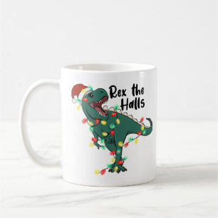 Caneca De Café Engraçado Rex De Natal Os Halls T-rex
