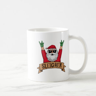 Caneca De Café Engraçado Rock N Roll Papai Noel Natal