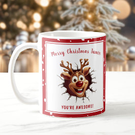 Caneca De Café Engraçado Rudolph passando pelo Red Name no Natal