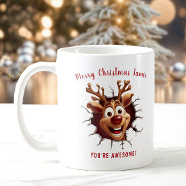 Caneca De Café Engraçado Rudolph quebrando o nome do Natal