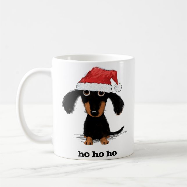 Caneca De Café Engraçado Santa Clause Dachshund Natal Dog (Esquerda)