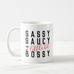 Caneca De Café Engraçado Sassy Saucy Bossy Attitude Tipografia