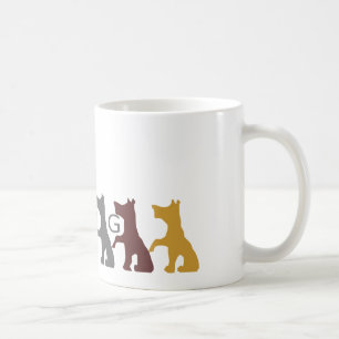 Caneca De Café Engraçado, seis cães, Cinza amarelo castanho