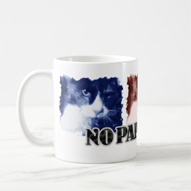 Caneca De Café Engraçado Sem Cor de Gato Paparazzi (Esquerda)