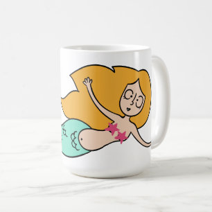Caneca De Café Engraçado Sereia com nomes personalizados
