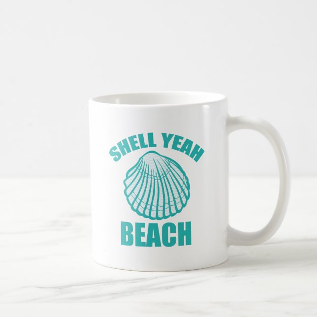 Caneca De Café Engraçado Shell Sim Beach Pun (Direita)