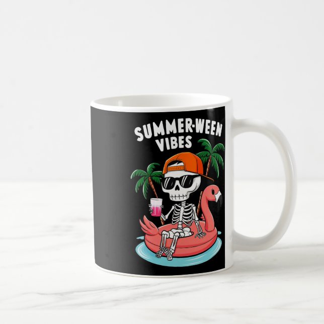 Caneca De Café Engraçado Skeleton Flamingo Summerentre Vibes Hall (Direita)