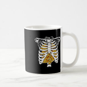 Caneca De Café Engraçado Skeleton Rib Cage Com Pizzas Feliz Hallo
