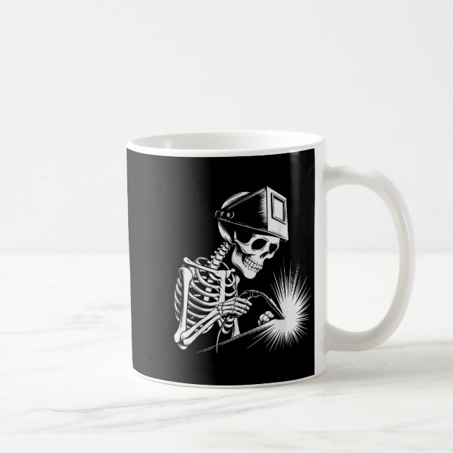 Caneca De Café Engraçado Skeleton Welding Amantes Loucos do Hallo (Direita)
