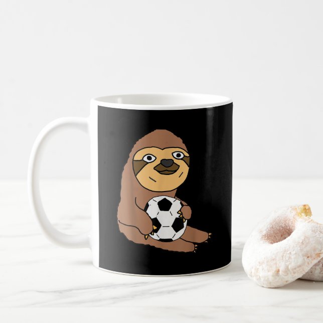 Caneca De Café Engraçado Sloth Jogando Futebol (Com Donut)