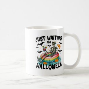 Caneca De Café Engraçado Só Esperando O Esqueleto De Halloween, S