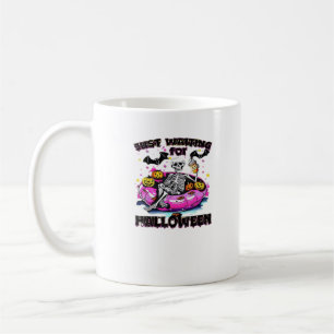 Caneca De Café Engraçado Só Esperando Pelo Esqueleto De Halloween
