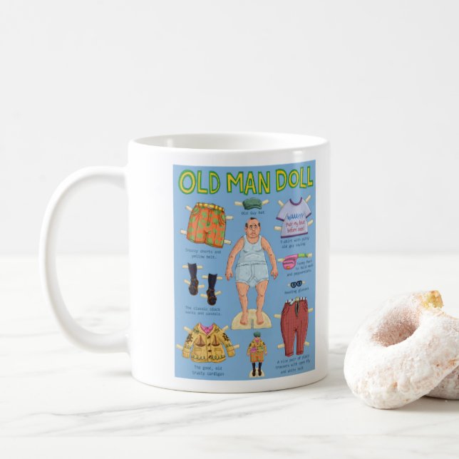 Caneca De Café ENGRAÇADO sobre a Colina - Velha Boneca de Papel. (Com Donut)