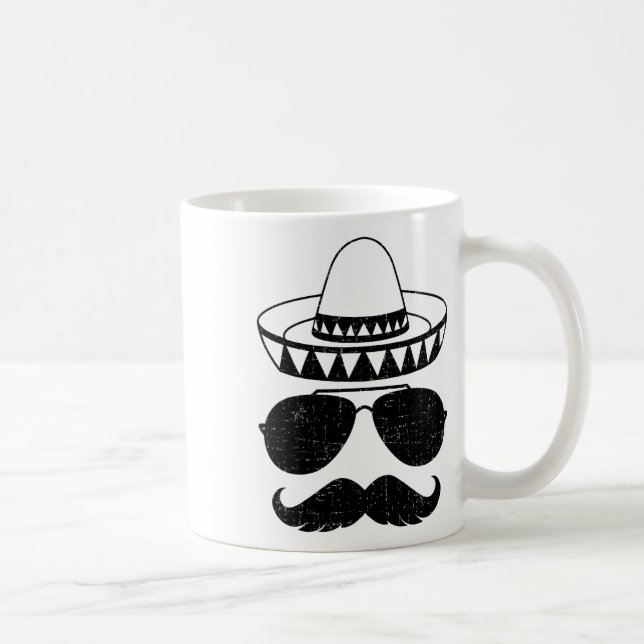 Caneca De Café Engraçado Sombrero Face Com bigode Para Cinc Mexic (Direita)