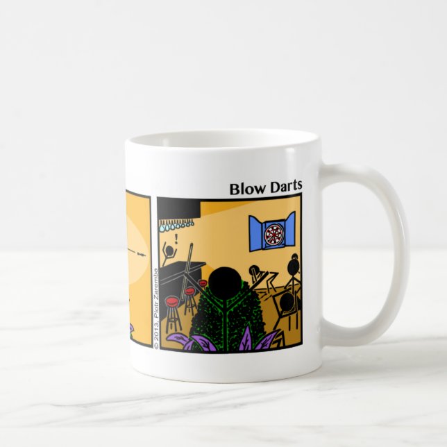 Caneca De Café Engraçado Stickman Blow Darts Mug (Direita)
