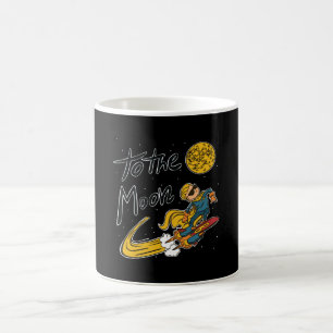 Caneca De Café Engraçado surfando no espaço até a lua