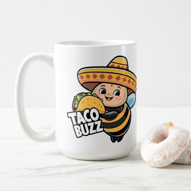 Caneca De Café Engraçado Taco Buzz Bumble Bee (Com Donut)