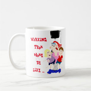 Caneca De Café Engraçado Trabalhar De Casa Com Crianças Mães