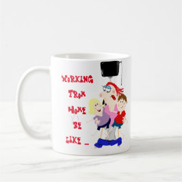 Caneca De Café Engraçado Trabalhar Em Casa Com Crianças Mães