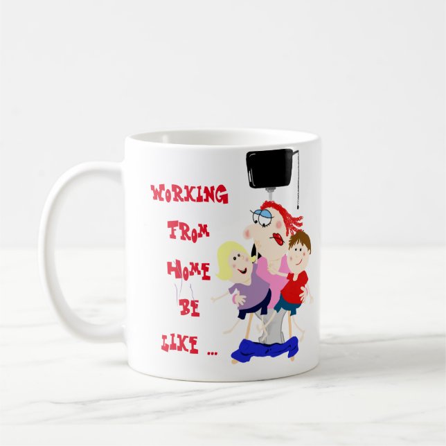 Caneca De Café Engraçado Trabalhar Em Casa Com Crianças Mães (Esquerda)