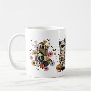 Caneca De Café Engraçado Três Gatos De Halloween