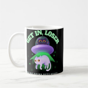Caneca De Café Engraçado Ufo Alienígena De Gato Que Estamos Fazen