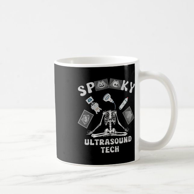 Caneca De Café Engraçado Ultrassom Tech Skeleton Halloween Co (Direita)