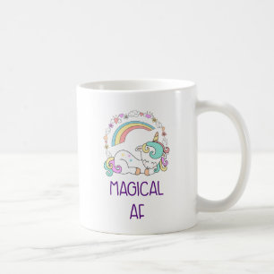 Caneca De Café Engraçado Unicorn Magical AF com Decoração Girly