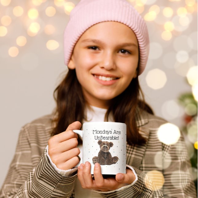 Caneca De Café Engraçado Urso Marrom Bonito Segunda-Feira Trabalh (Criador carregado)