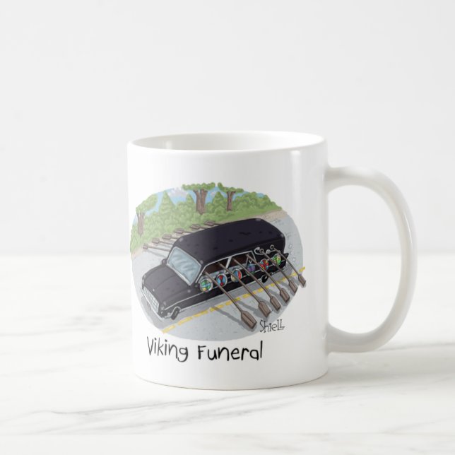 Caneca De Café Engraçado Viking Funeral Mug (Direita)