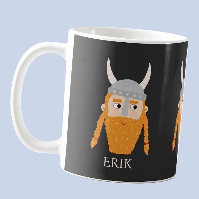 Caneca De Café Engraçado Viking Personalizado (Fun Viking personalized custom name coffee mug)