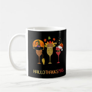 Caneca De Café Engraçado Vinho Hallothanksmas Dia das Bruxas Ação