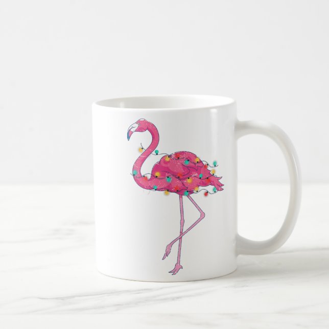 Caneca De Café Engraçado Xmas Luz Nk Flamingo No Natal Trocal (Direita)