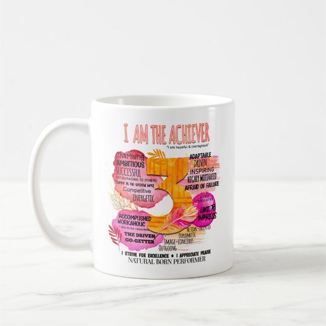 Caneca De Café Enneagram Tipo 3 - Eu Sou O Achiever (Esquerda)
