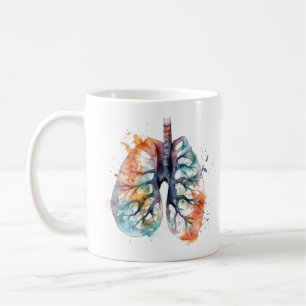Caneca De Café Enraizado na Respiração Pulmões Aquarela Personali