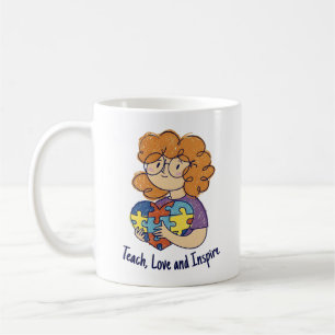 Caneca De Café Ensinar Amor Inspira Arte Paraprofissional