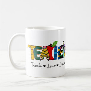 Caneca De Café Ensinar Amor Inspira Dama de Professores