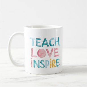Caneca De Café Ensinar Amor Inspira Mudança Motivacional